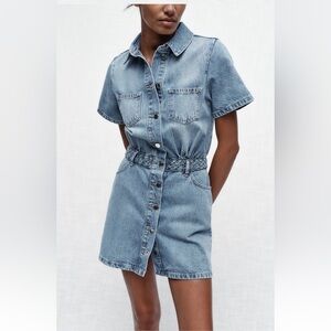New ZARA Denim Mini Shirtdress